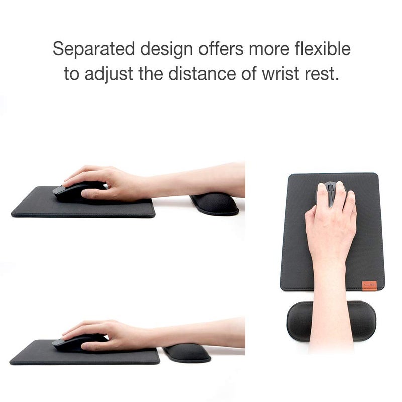 SenseAGE Ergonomic Detachable Mouse Pad with Wrist Rest Support, Adjustable Placement for Pain Relief, Non-Slip Base, for Computer & Laptop, Office Desk Accessories, 9.7 x 7.3 in (Black) - Image 2